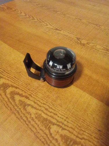 Vintage compass dashboard boat truck wood grain mounting bracket made in japan