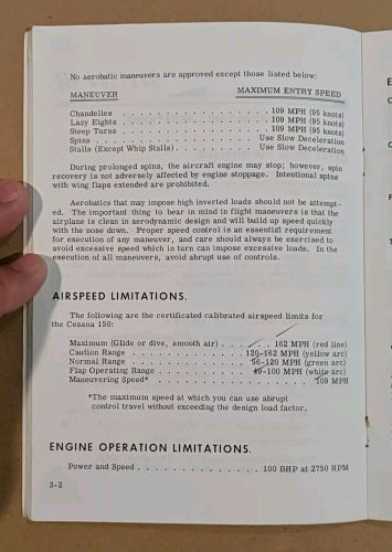 Nice 1968 cessna 150 owner&#039;s manual 150h d518-13 printed 9-11-67