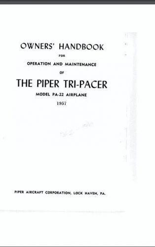 Piper tri-pacer owners handbook  on cd/dvd**