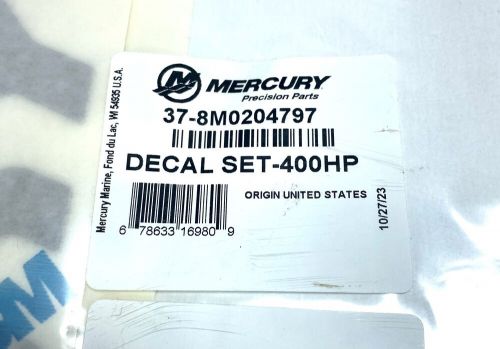 -new- mercury marine 37-8m0204797, sticker decal set - 400hp , oem