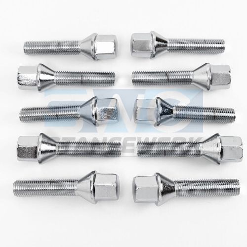 Swe 10pc cone seat wheel lug bolts 12x1.5 50mm shank length chrome conical