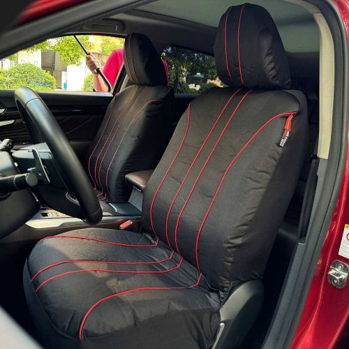 Waterproof canvas black w/t red piping front car seat covers for toyota 4runner