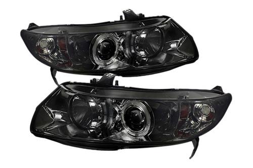 Spyder hc062dhlsm civic chrome smoke halo projector headlights head light