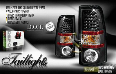 Depo pair euro style black altezza tail lights w/ led chevy gmc silverado sierra