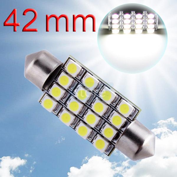 42mm 16 smd pure white dome festoon led interior car light bulb lamp