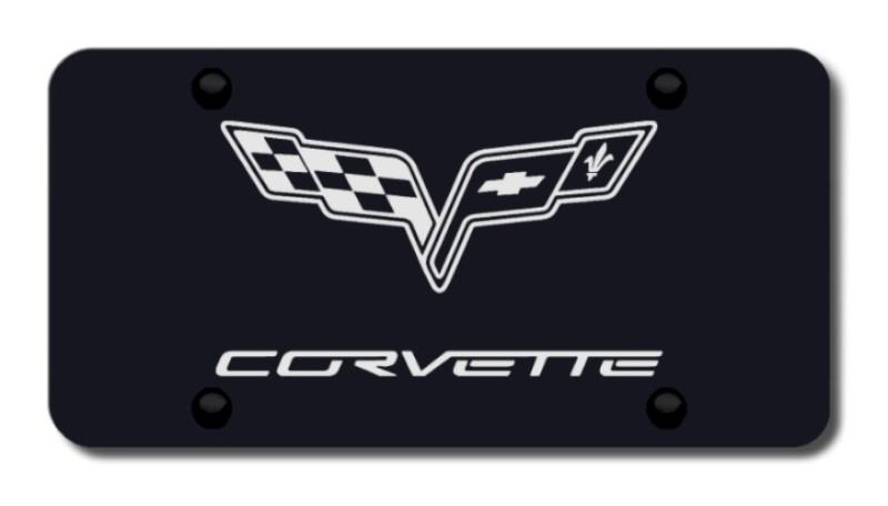 Gm corvette c6 laser etched black license plate made in usa genuine