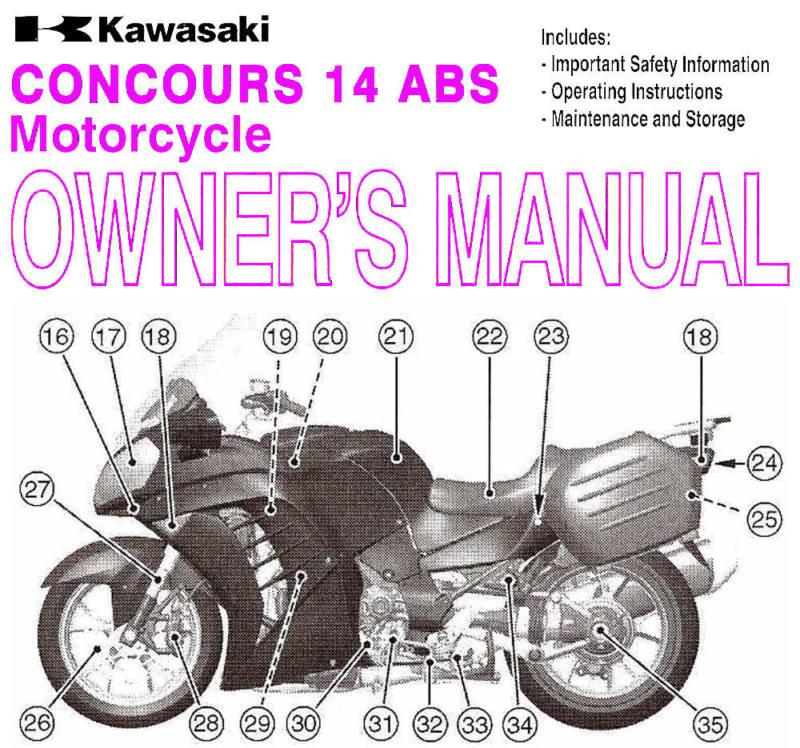 2012 kawasaki concours 14 abs motorcycle owners manual -concours zg1400cc