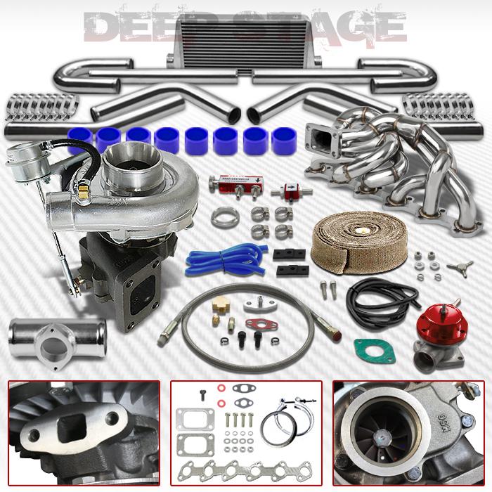 T04e t3/t4 v-band 9pc turbo kit+intercooler+manifold 84-91 bmw e30 325 m20 sohc