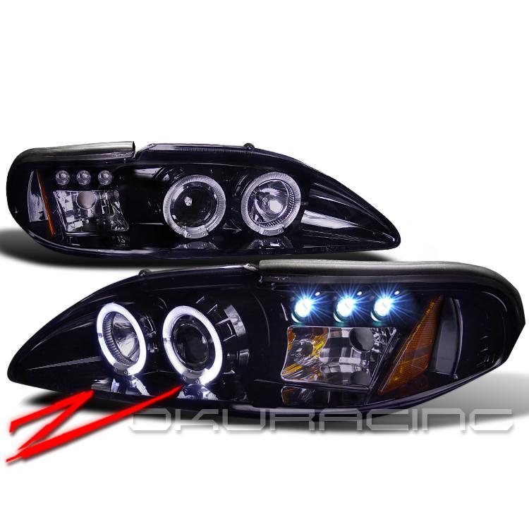 Glossy black 94-98 ford mustang led projector headlights