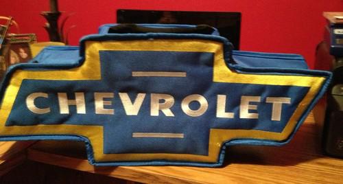 Chevrolet chevy blue yellow bow tie bowtie emblem logo canvas tote storage bag