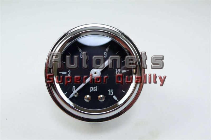 Chrome steel fuel oil pressure gauge 1 1/2 diameter universal fit 0-15 psi