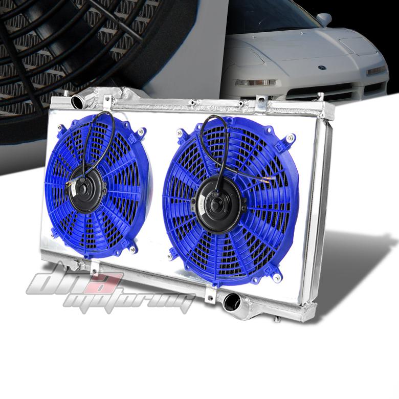 90-05 acura nsx-t-r c30 c32 2-row aluminum racing radiator+blue fan+s​hroud kit