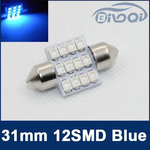 1pcs 31mm 12 smd 3528 led blue light festoon dome bulb lamp de3175 de3021 de3022