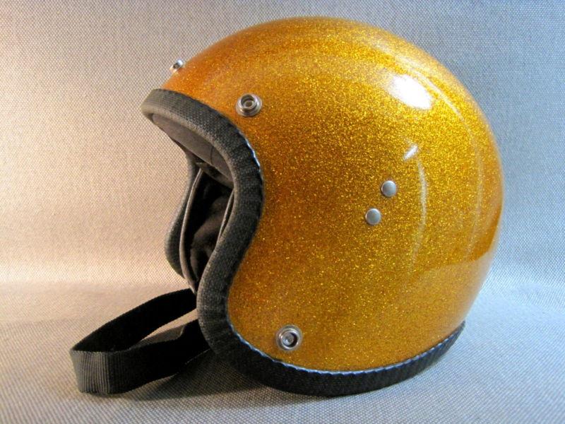 Helmet japanese vintage 1960`s gold metal flake world famous size l 