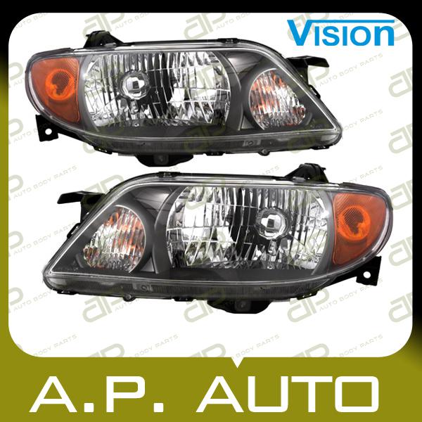 Pair head light lamp assembly 01-03 mazda protege 4dr sedan lh+rh new