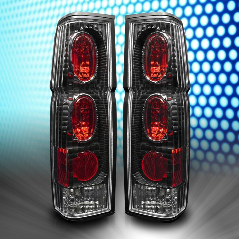 86-97 nissan pickup d21 hardbody tail lights black housing clear lens lamp pair