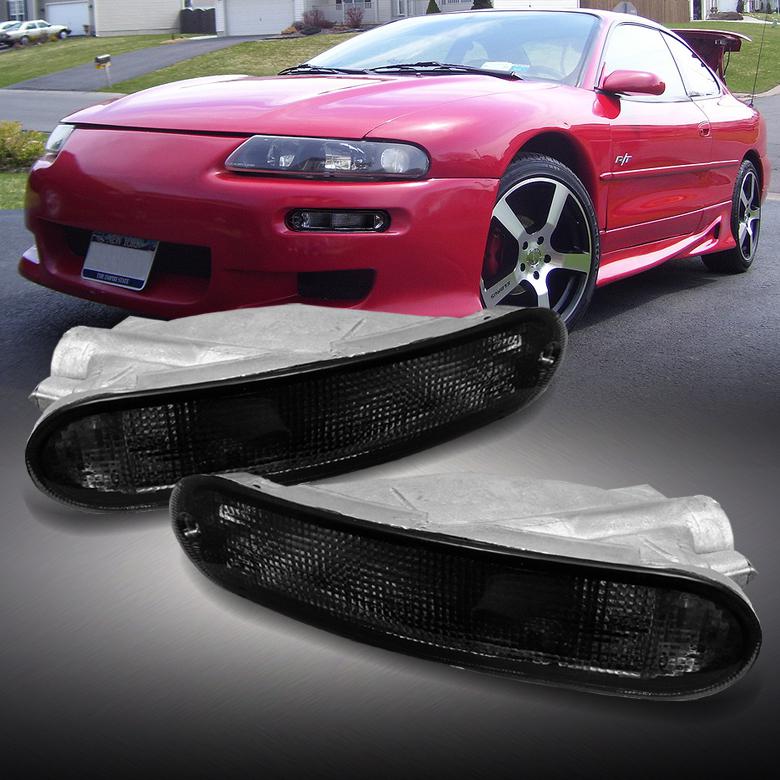 Smoked lens 95-96 avenger sebring front bumper driving signal lights lamps pair