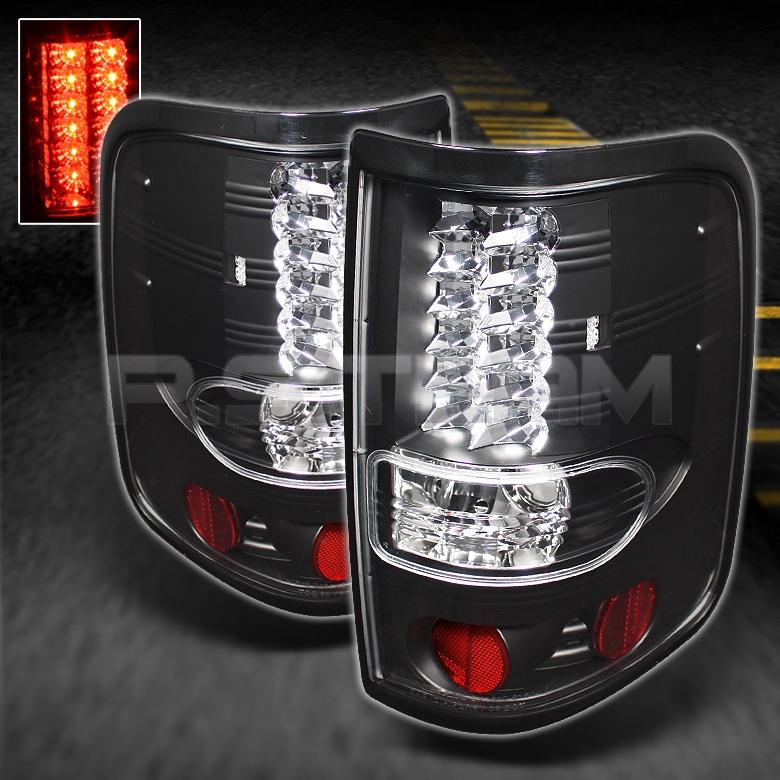 04-08 ford f150 pickup truck styleside body black led tail brake lights lamps