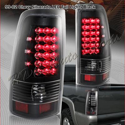 1999-2002 chevy/gmc silverado/sierra led black housing clear tail light lamps