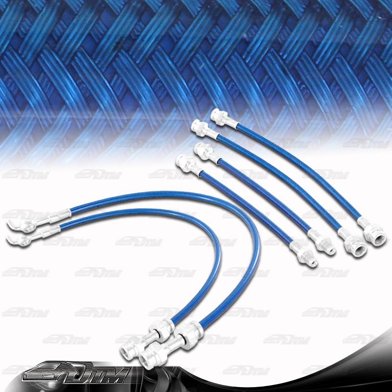 1983-1989 nissan 300zx z31 3.0l v6 front & rear stainless steel brake line blue