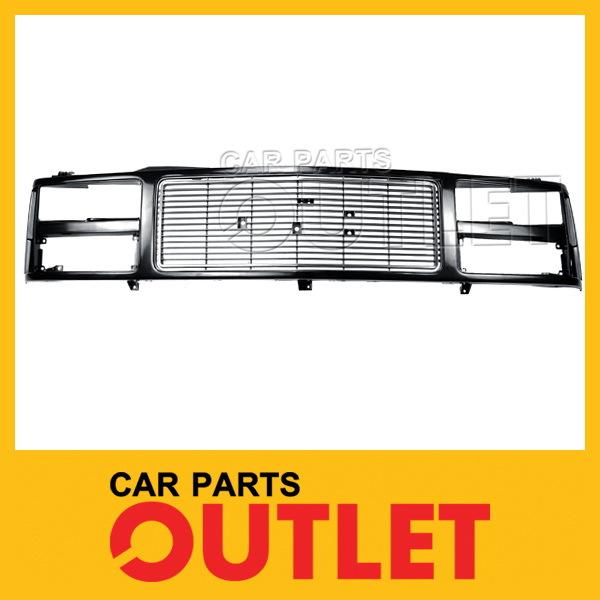 1988-1993 gmc sierra grille raw black plastic frame sle for quad lamp non primed