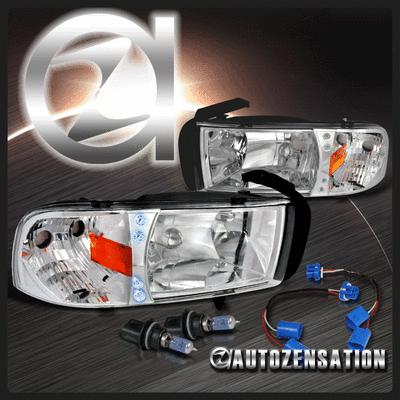 94-01 dodge ram 1500 2500 3500 sport chrome clear led drl headlights