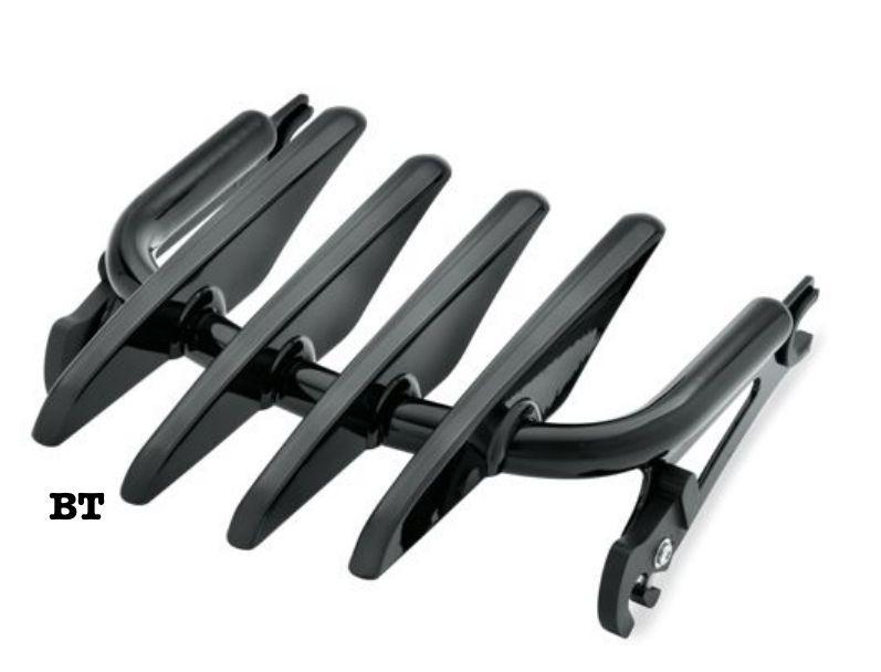 Gloss black touring detachable stealth luggage rack for harley flhx 2009-up