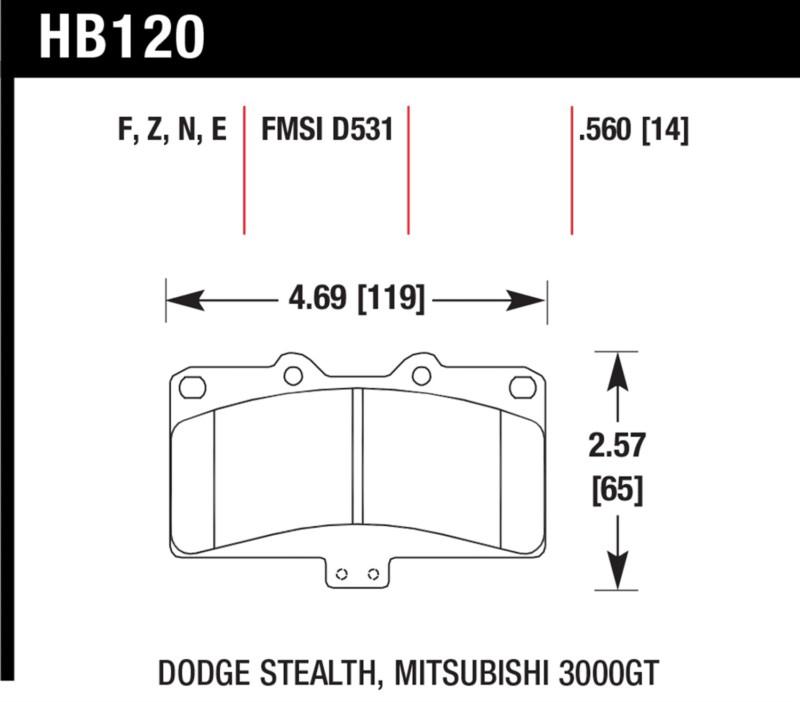 Hawk performance hb120f.560 disc brake pad 91-98 3000gt stealth