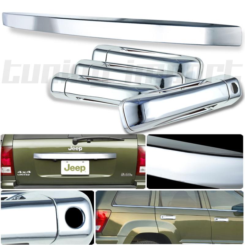 All chrome jeep grand 05-10 cherokee exterior handle covers tailgate skin 5pcs