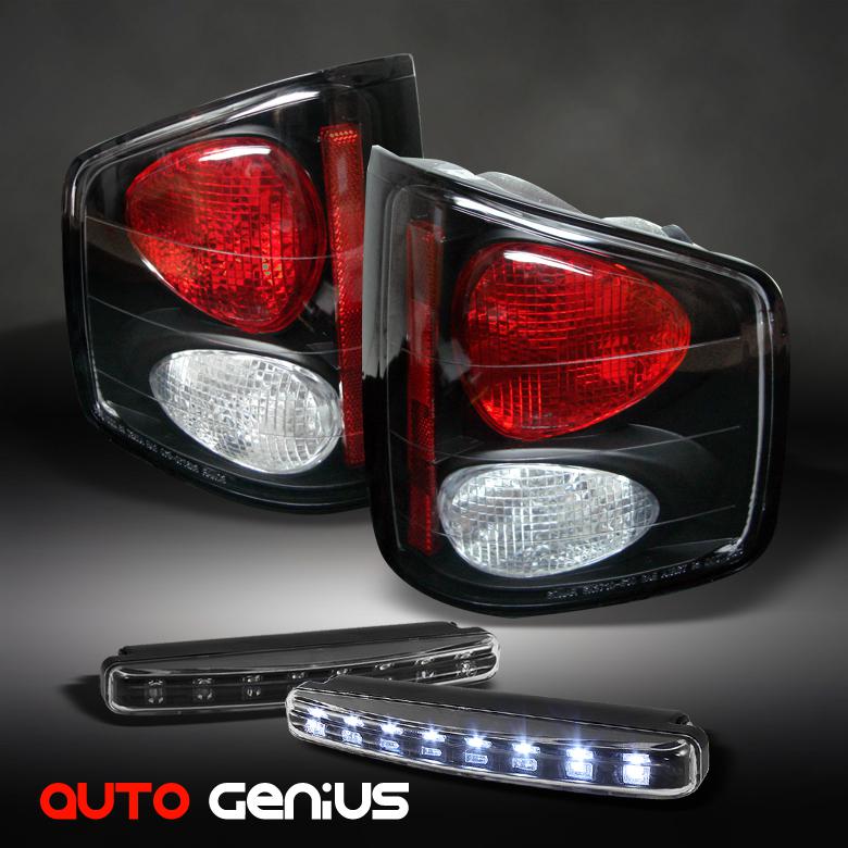 94-04 s-10/sonoma, 96-00 hombre black tail lights + daytime led running lights