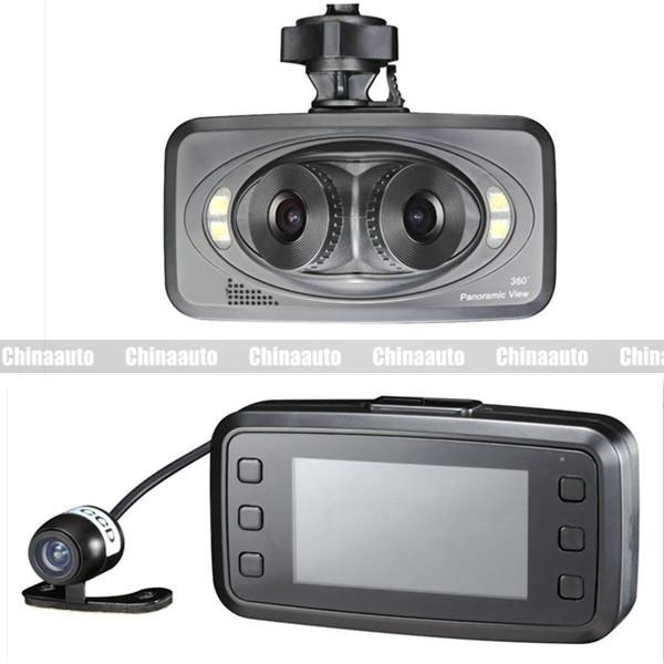 Full hd 3 lens panoramic car dvr driving recorder video camera camcorder 2.7inch