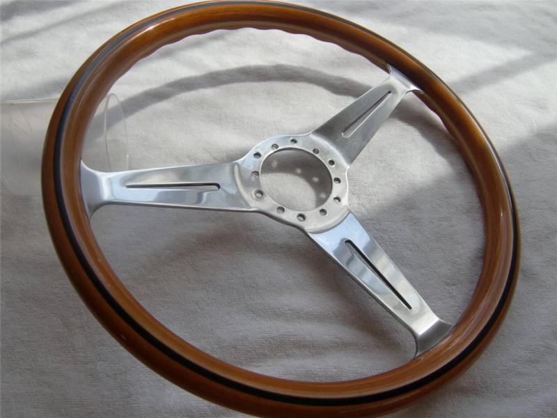 Nardi classic wood steering wheel polished spokes 14.3i