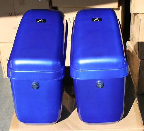 Ga blue motorcycle hard saddlebags bags universal model
