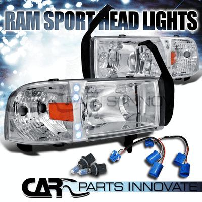 1994-2001 dodge ram 1500 2500 3500 sport clear headlights+corner lamp+led drl