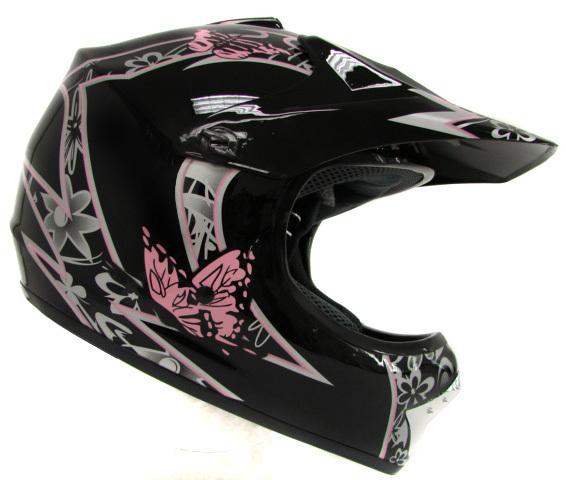 Youth black butterfly dirt bike atv motocross motorcorss off-road helmet mx ~s