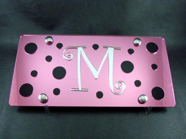 Monogrammed  initial custom mirror laser license plate personalized curlz