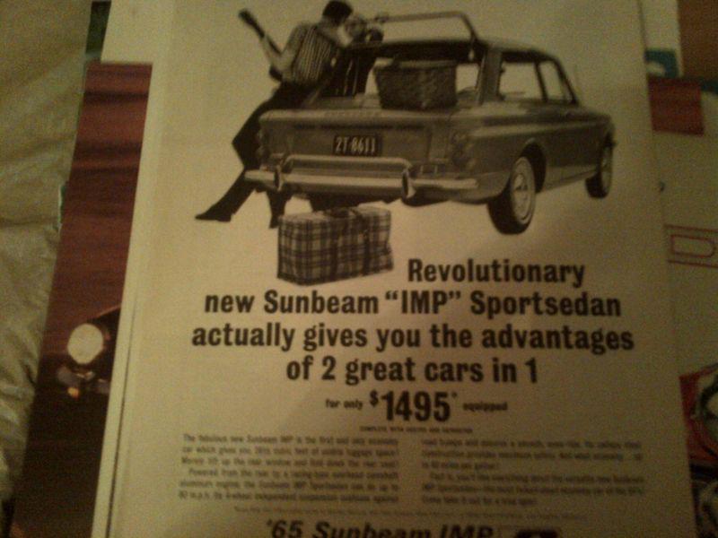 1965 sunbeam imp sports car graphic  brochure     -