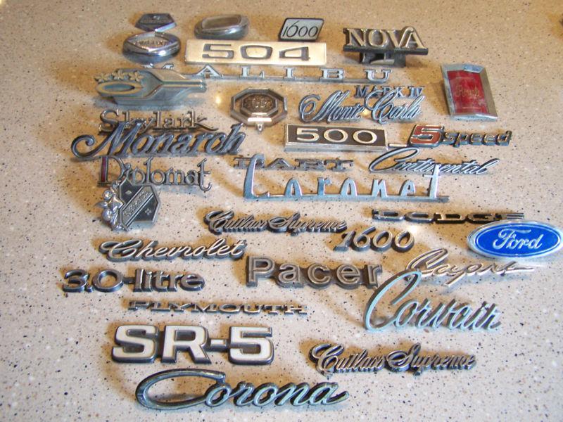 Vintage mixed lot car emblem chevy malibu nova buick lincoln ford dodge coronet