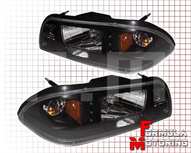 Ford mustang 87-93 black/amber crystal headlights lights lamps left+right pair