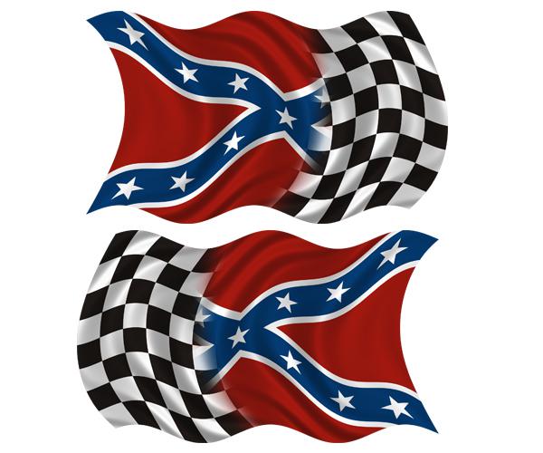 Rebel racing flag decal set 4"x2.4" confederate dixie race car sticker zu1