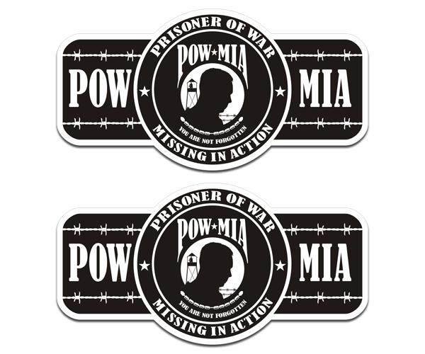 Prisoner of war pow mia decal set 4"x2" memorial vinyl sticker pm3 zu1