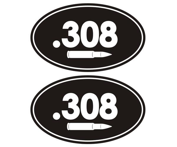 .308 ammo can decal set 3"x1.8" oval 308 cal rifle gun vinyl sticker zu1