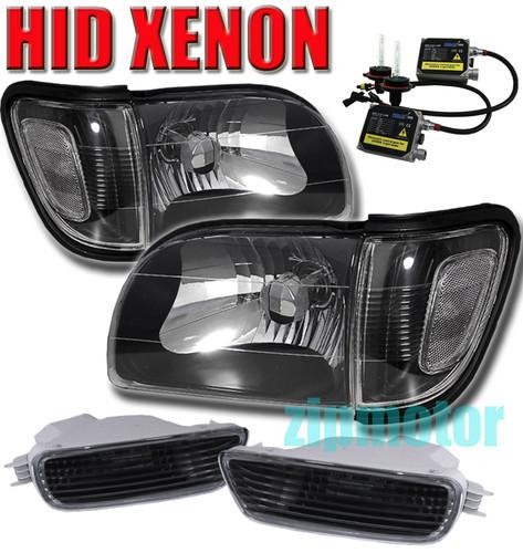 01 02 03 04 toyota tacoma black headlights set +hid kit