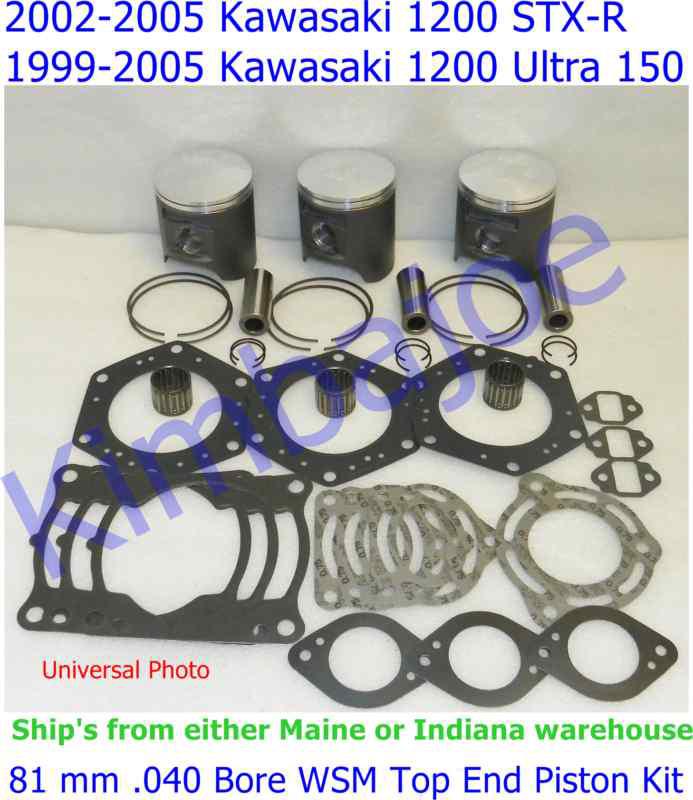 Kawasaki 1200 stx-r, ultra 150 pwc 81 mm .040 bore wsm top end piston kit