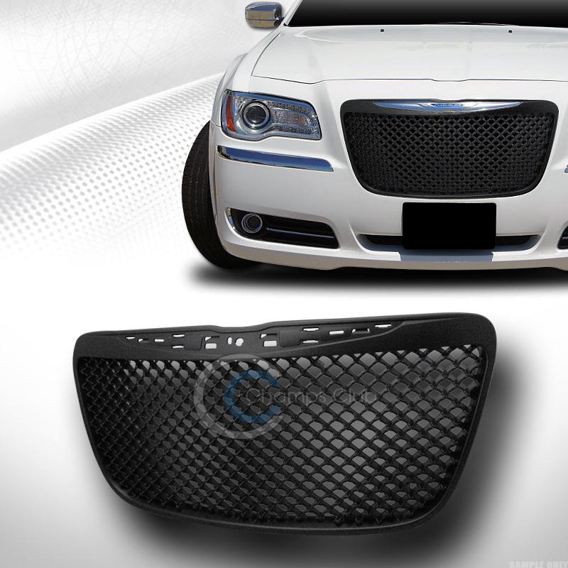 Black luxury mesh front hood bumper grill grille abs 2011-2013 chrysler 300 300c