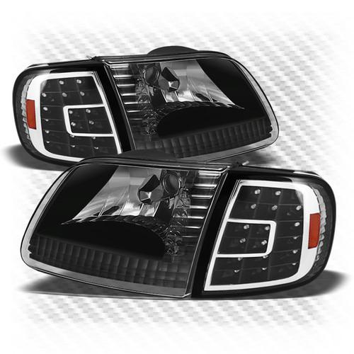 97-03 f150/ 97-02 expedition crystal headlights+led corner signal lights combo