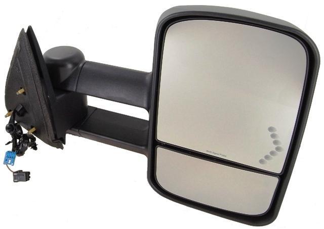 New passenger mirror chevrolet silverado power w/signal telescopic manual extend