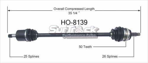 Surtrack perf axles ho-8139 cv half-shaft assembly-new cv axle shaft