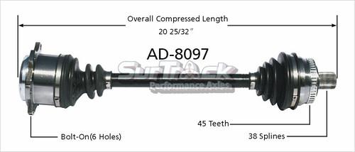 Surtrack perf axles ad-8097 cv half-shaft assembly-new cv axle shaft