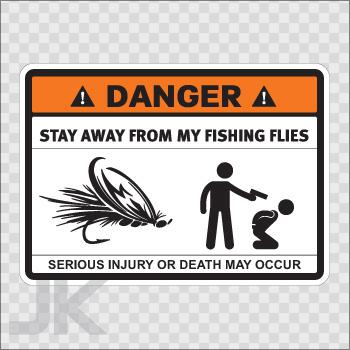 Decals sticker sign warning danger caution stay away fishing lures 0500 z3f77